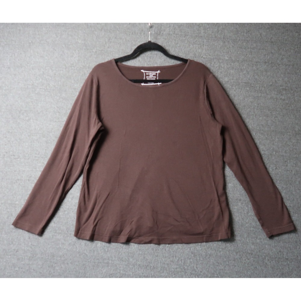 Lane Bryant Womens 14/16 Brown Supima Cotton Long Sleeve Knit Shirt Blouse